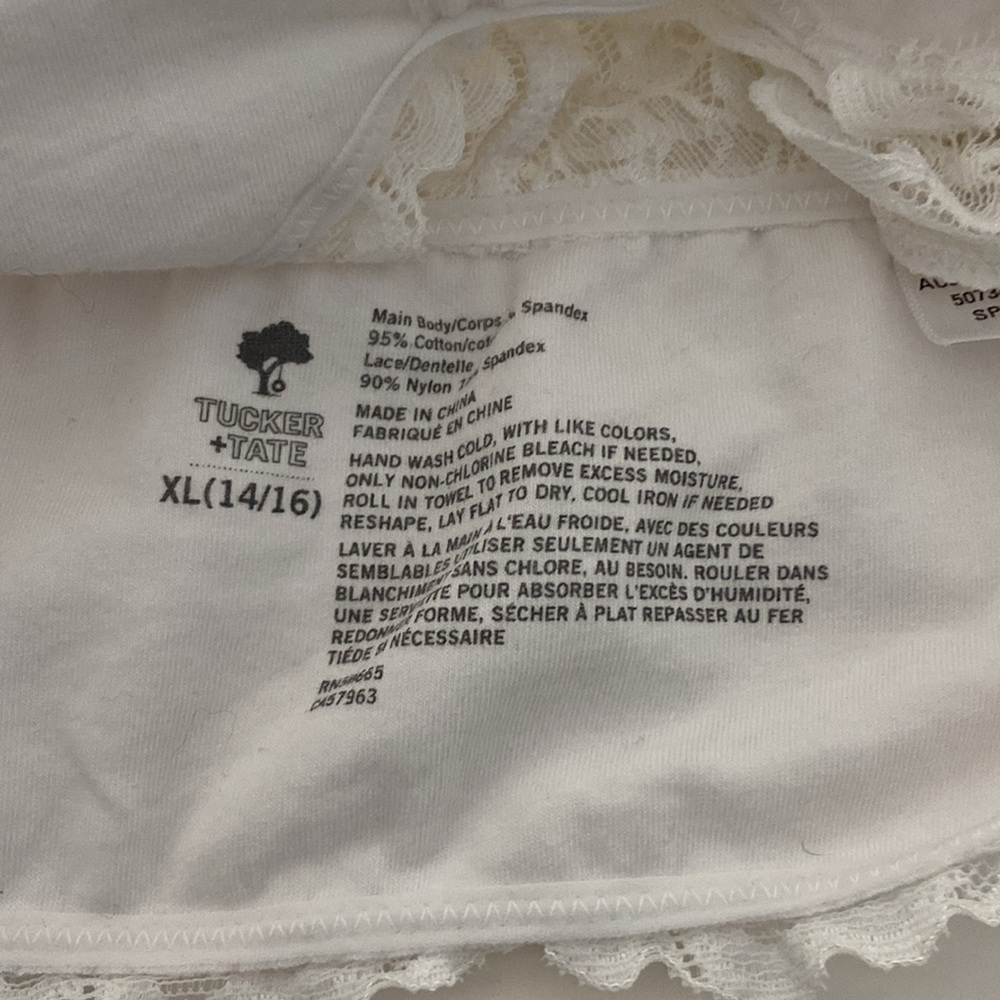 Girls lace bralette Tucker + Tate Nordstrom sz XL 14/16 White Racerback - Picture 3 of 3